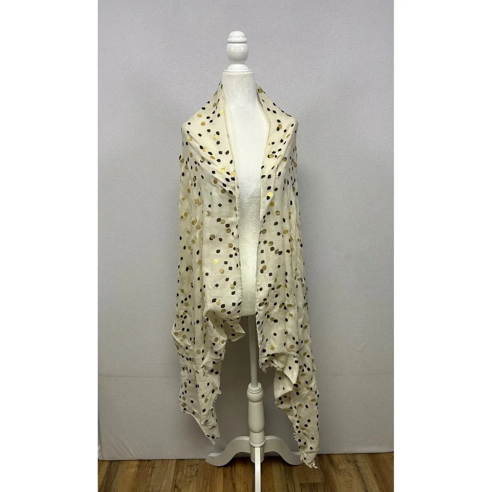 Chic Whimsigoth Katie Loxton Womens OS Cream Gold Foil Polka Dot Scarf